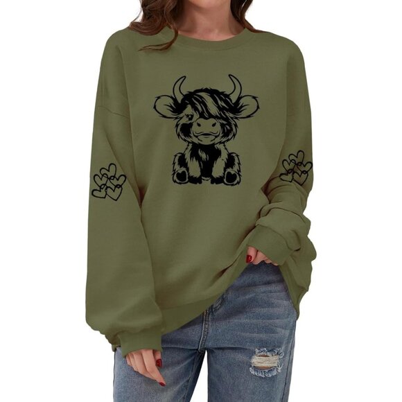 Sweaters - Women Highland Cow Sweatshirt Cute Cowgirl Gift Christmas Farm Long Sleeve